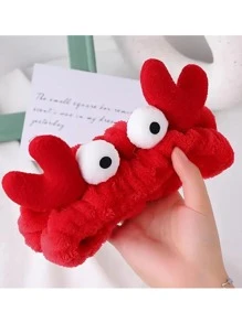 1pc/3pcs Cute Cartoon Crab Hair Band, Velvet Plush Hair Band With Big Eyes, Beauty Headband For Washing Face And Makeup. Back To School