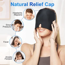 Gorro para aliviar la migraña, gorro con gorro refrigerante para dolores de cabeza, máscara con compresa fría de gel para la cara, producto de envoltura de cabeza refrescante para tensión, estrés y resaca