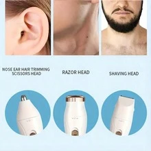 三合一可充电电动剃须刀、修剪器和脱毛器，小巧便捷，轻松修剪面部、眉毛、鼻毛、腿部、手臂和胡须，无痛修容，是送给朋友、女友和生日的完美礼物，适合居家和旅行使用，配备150mAh电池