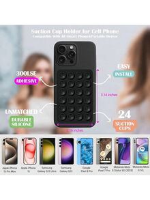 2 件装硅胶吸盘手机壳支架，硅胶粘性吸盘手机支架，防滑粘性手机握把，强力自拍和视频支架（白色）适用于 、Android 手机，生日、家庭、朋友手机支架、手机配件礼物 - 白色 - 查看 5