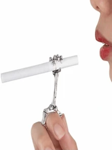 Skeleton Shaped Finger Cigarette Holder, Adjustable Grip Design To Prevent Burns, Personalized Style
