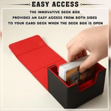 高级交易卡收纳盒兼容 MTG 卡，横向皮革卡夹可容纳超过 100 张 TCG 卡，磁性卡盒适用于《魔法：聚会指挥官》 - 彩色 - 查看 4