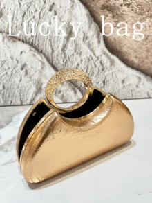 1PC New Style Gold Rhinestone Handbag Leather Wallet Luxury Ladies Evening Purse Exquisite Cosmetic Clutch Bag Crossbody Bags For Women, Perfect For Party, Wedding, Prom, Dinner/Banquet - Gold - View 5