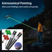 1pc Long-Range Flashlight Laser Pointer, Rechargeable USB Laser Pen Cat Toy, Adjustable Focus With Star Cap, Aluminum Alloy Body, Variety Of Star Pattern Designs, Suitable For Guidance, Engineering, Playing With Pets, Outdoor Camping And More