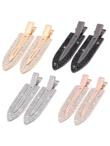 8个/4个无痕发夹，镶钻防弯折扁平造型夹，闪亮金属卷发夹，刘海无痕造型夹，化妆发夹，女士女孩美发工具，银色、金色、黑色，发饰，发夹爪夹，学习用品，头部饰品 - 彩色 - 查看 11