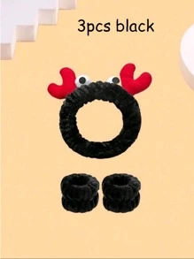 1pc/3pcs Cute Cartoon Crab Hair Band, Velvet Plush Hair Band With Big Eyes, Beauty Headband For Washing Face And Makeup. Back To School