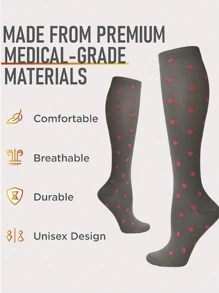 1 Pair Copper Wellow Compression Socks Women Men 15-20 Mmhg Knee High Pregnant Nurses Pregnancy Maternity Medical Cute Sports Gold Fit Cycling Adult Support Hose Circulation Long Women