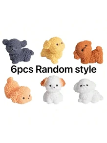 6pcs/10pcs Mini Bichon Puppy Figurines - Resin Micro Statues - Suitable For Creative Decor - Collectible Dolls - Garden & Home Furniture Ornaments