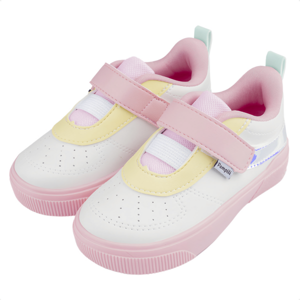 Tênis Infantil Pampili Yumi Holográfico Tira Autocolante Estiloso