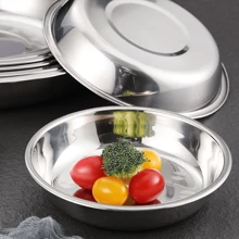 2pcs/6pcs High Quality Reusable Thick Stainless Steel Round Plates, Household Round Dish, Flat Plate, Tray, Soup Plate, Vegetable Plate, Round Plate, Fruit Plate, Barbecue Plate - Multicolor - View 12