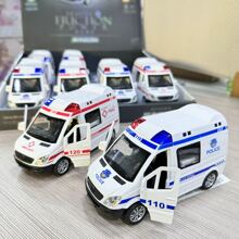 1 pièce Voiture jouet de simulation de camion de pompiers, ambulance, voiture de police SWAT, voiture de livraison avec sons et lumières, qui peuvent s'ouvrir avec des bruits de porte pour les enfants. Modèle de voiture à inertie, jouet pour la rentrée scolaire.
