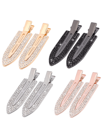 8PCS/4PCS No Crease Hair Clips, Rhinestone No Bend Flat Styling Clip, Bling Rhinestone Metal Curl Pins Bang Creaseless, Barrettes For Makeup, Hairstyle Tool For Women Girls, Silver Gold Black, Hair Accessories, Hair Barrettes Claw Clips, School Stuff