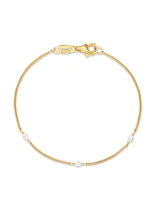 Pulsera minimalista de cadena de plata de ley 925 con circonia cúbica, de estilo casual y elegante, para uso diario de mujeres