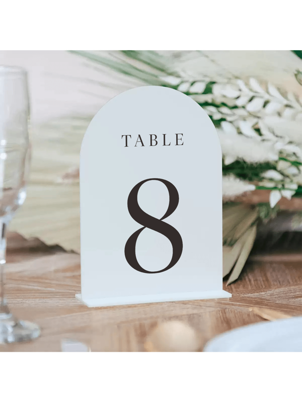 1-20 PVC Wedding Table Number Cards, 5" X 7" Arched Table Numbers With Stand,Black Signage With Numbers 1-30 Printed, For Wedding, Event, Party, Restaurant Table, Wedding Decor, Wedding Supplies Summer Birthday Gifts Beach Back To School School Supplies Room Decor