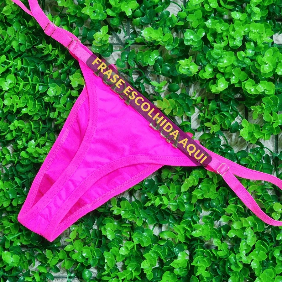 Personalized Panties Sexy Thong With Phrase Name Gold Letters Women's Lingerie Panties Immediate Shipping Romantic-French Funny Mesh Fabric Cool Breathable Elastic Simple Letter Panties Mid-Rise Boyfriend Gift - 粉色 - 查看 1