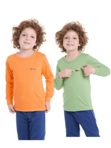 Kit Of 4 Basic Long Sleeve T-Shirts In Premium Mesh For Youth And Children With Applique Sizes 2 To 16 - Multicolor - View 4