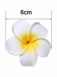 10个装女士2.4英寸/6厘米白色泡沫夏威夷鸡蛋花人造发夹发爪发卡，学习用品套装，发饰，头部饰品，发卡 - 杏色 - 查看 3