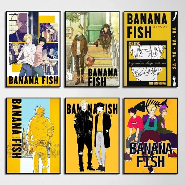 1pc /3PCS Wall Art Poster Optional Frame Modern Japanese Anime Banana Fish Poster Art Paper Coffee House Bar Room Wall Decorations