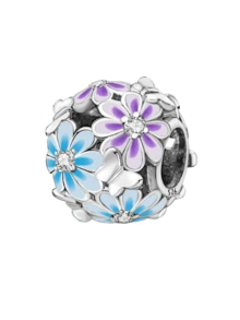 1Pc Fashionable Flower Tulip Clover Charm Bead Fit For Women Bracelets Bangles DIY Jewelry Making And Daily Outfit Matching Jewelry Decoration For Girls - Silver - View 14