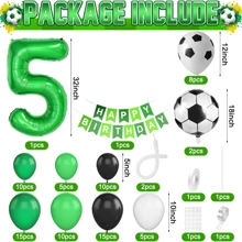 Set de baloane cu arc de fotbal, include coroană de fotbal și 18 baloane numerice, baloane din folie cu numărul verde 18, decor tematic de fotbal pentru petrecerea de 18 ani, petrecere de fotbal, baloane de fotbal, aniversare de fotbal
