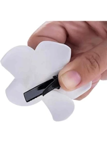 10个装女士2.4英寸/6厘米白色泡沫夏威夷鸡蛋花人造发夹发爪发卡，学习用品套装，发饰，头部饰品，发卡 - 杏色 - 查看 2