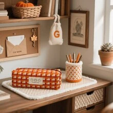 Japanese-Style Woven Pencil Case Bag Makeup Bag Storage Bag-Minimalist Large Capacity Stationery Organizer, Back To School