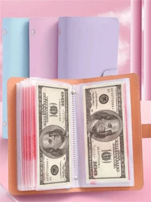 1 Książka do przechowywania banknotów. Wykonana z materiału PU, mieści 100 banknotów, ze zdjęciami banknotów, znaczkami, książką do przechowywania kart bankowych 1A6 Super duża pojemność Notatnik do przechowywania gotówki. Zawiera 50 sztuk wewnątrz Najlepsze prezenty urodzinowe