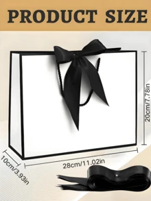 10 个 - 大号蝴蝶结礼品袋、牛皮纸礼品袋、带手柄的包装袋、蝴蝶结丝带包装袋、精美纸袋、购物袋、手提袋、白色纸质手提袋、婚礼和生日礼品袋、简约纯色购物袋、珠宝礼品包装袋适用于新娘礼品派对、圣诞派对、夏季婚礼、婚礼派对装饰品、户外派对、节日派对、生日和万圣节 - 黑色 - 查看 6