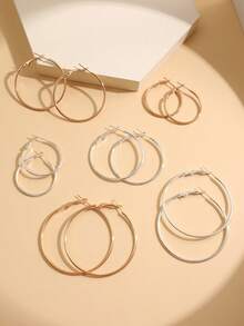 17KM 12 件时尚百搭简约环形耳环套装 - 彩色 - 查看 5