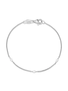 Pulsera minimalista de cadena de plata de ley 925 con circonia cúbica, de estilo casual y elegante, para uso diario de mujeres
