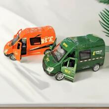 1 pièce Voiture jouet de simulation de camion de pompiers, ambulance, voiture de police SWAT, voiture de livraison avec sons et lumières, qui peuvent s'ouvrir avec des bruits de porte pour les enfants. Modèle de voiture à inertie, jouet pour la rentrée scolaire.