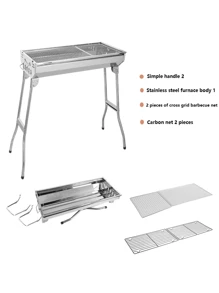 Großer Edelstahl Outdoor Barbecue Grill, tragbarer Klapp-Barbecue Ofen für Partys, Camping, Heimgebrauch