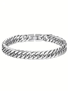 8mm Hip Hop Stainless Steel Miami Cuban Link Chain Bracelet For Women And Men