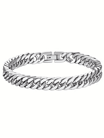 8mm Hip Hop Stainless Steel Miami Cuban Link Chain Bracelet For Women And Men
