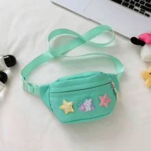 1个拉链封口卡通青少年腰包，尼龙斜挎包，星形图案 - A - 查看 8