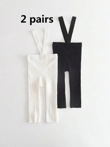 2 件纯色婴儿背带透气紧身裤，适合新生儿和幼儿 - 彩色 - 查看 25