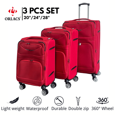 Equipaje ORLACS, Juego de Maletas 20+24+28, Set de Tres Piezas, Material de Tela Oxford, Asa Única, Cerradura, Cremallera Doble Expandible, Gran Capacidad de Almacenamiento, Ruedas Universales Silenciosas de 360 Grados, Alta Calidad, Duradero, Impermeable, Resistente al Desgaste y a los Arañazos, Marca Europea, Diseño Europeo, Producto de Máxima Calidad