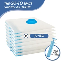 6pcs/8pcs Thick Clear Blue Edged Vacuum Compression Storage Bags For Quilt, Clothes, Travel