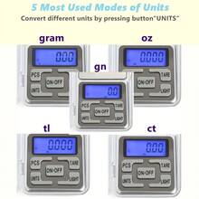 1pc Portable Electronic Jewelry Scale, Digital Carat Scale, Clear LCD Display, With Tare, On/Off And Backlight Buttons, Transparent Housing, Stainless Steel Pan, 200g/0.01g Precision, Suitable For Home, Office And Travel Use, 2 AAA Batteries Required (Not Included) - 彩色 - 查看 8