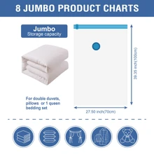 6pcs/8pcs Thick Clear Blue Edged Vacuum Compression Storage Bags For Quilt, Clothes, Travel