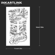 INKARTLINK تقنية الوشم المؤقت غير الدائم، تصميم ملصقات الوشوم المؤقتة والصليبية، وشم مزيف واقعي، وشم شبه دائم، مقاوم للماء والعرق، يدوم من 1 إلى 2 أسبوع، مناسب لذراع الرجال - الأسود - مشاهدة 5