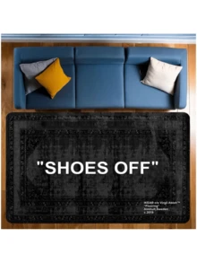 Thảm mềm, thân thiện với da, không thấm nước và chống trượt, màu trơn "Vui lòng tháo giày" Văn bản tiếng Anh, Thích hợp sử dụng cho mục đích thương mại tại quán cà phê, khách sạn, tiệm làm móng, phòng khách, phòng ngủ, bàn cà phê trang trí nhà cửa, thảm trải sàn diện tích lớn, thảm giải trí, thảm chống trượt phòng ngủ, đồ trang trí nhà cửa, sảnh vào, nhiều mẫu mã, có thể giặt bằng máy, nhiều kích cỡ và màu sắc để trang trí lối vào, phòng khách, nhà bếp, phòng ngủ và phòng trẻ em - màu đen - Xem 3