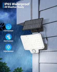 GHUSTAR Applique murale solaire, 240 LED, 3 000 lumens, éclairage d'extérieur sensible au mouvement avec télécommande, projecteur solaire étanche IP65, convient pour garages, patios, etc., lot de 2