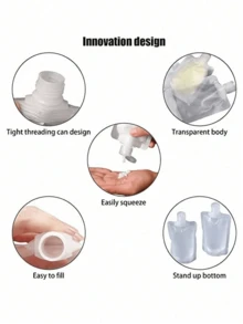 1pc 100ml White Refillable Flat Bag, Shampoo, Body Lotion Dispenser, Cosmetic Refillable Pouch, Portable Travel Bottle, Bathroom Liquid Dispenser, Outdoor Bottle Settravel Essentials Travel Accessories Travel Bag For Vacation Holiday Back To School School Stuff Packing Cubes Dorm Room Essentials College - White - View 4