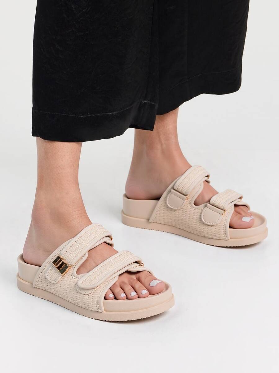 Slide Sandals - Beige - View 1
