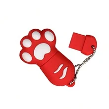 BIYETIMI 1个装红猫爪U盘64GB卡通记忆棒U盘128GB 8GB创意女孩礼物儿童U盘 - 紅色 - 查看 5