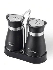 2pcs Salt And Pepper Shaker Set, Seasoning Bottles, Glass Spice Jars, Cute Condiment Bottles, Suitable For Outdoor Picnic Barbecue, Random Color (Stand Not Included), Educational Supplies - Multicolor - View 4