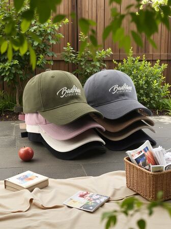 1 件女式复古个人字母刺绣棒球帽，时尚百搭弧形帽檐帽，适合户外休闲、运动、沙滩度假旅行防晒