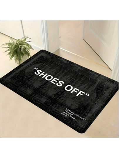 Tappeto morbido, amichevole per la pelle, impermeabile e antiscivolo, di colore solido con testo in inglese "Si prega di togliere le scarpe", adatto per uso commerciale in caffè, hotel, saloni di manicure, salotti, camere da letto, tavolini da caffè di casa, tappeti per grandi aree, tappetini per il tempo libero, tappeti antiscivolo per camera da letto, decorazioni per la casa, ingressi, con diversi motivi, lavabili in lavatrice, disponibili in varie dimensioni e colori per decorare ingressi, salotti, cucine, camere da letto e camerette