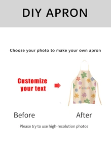 1pc Custom Personalized Text Linen Apron, Men/Women Customized Text Cooking Chef Kitchen Apron, Personalized Kitchen Apron For Family, Friends, Pet Name, Anniversary, Holiday, Father's Day, Valentine's Day, Mother's Day, Birthday, Wedding